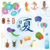 日本の夏　水彩風セット　(アサガオ、金魚、出目金、波紋、提灯、ナス、きゅうり、馬