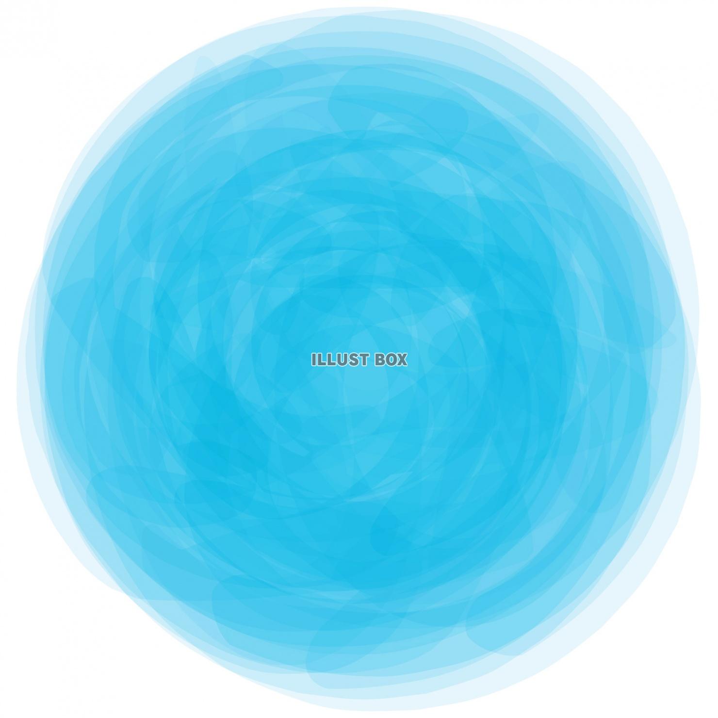 水色水彩飾り背景おしゃれフレーム枠青手描き飾り枠シンプル丸円...