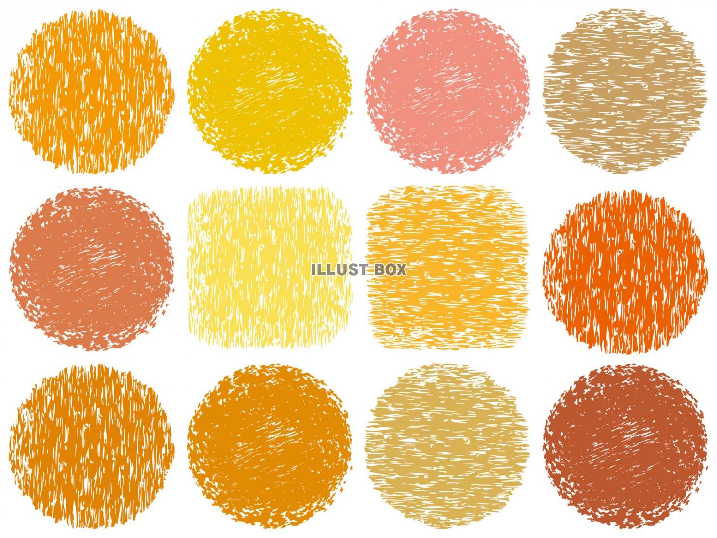 無料イラスト 手描き秋飾りオレンジおしゃれフレーム枠シンプルテクスチャ水玉