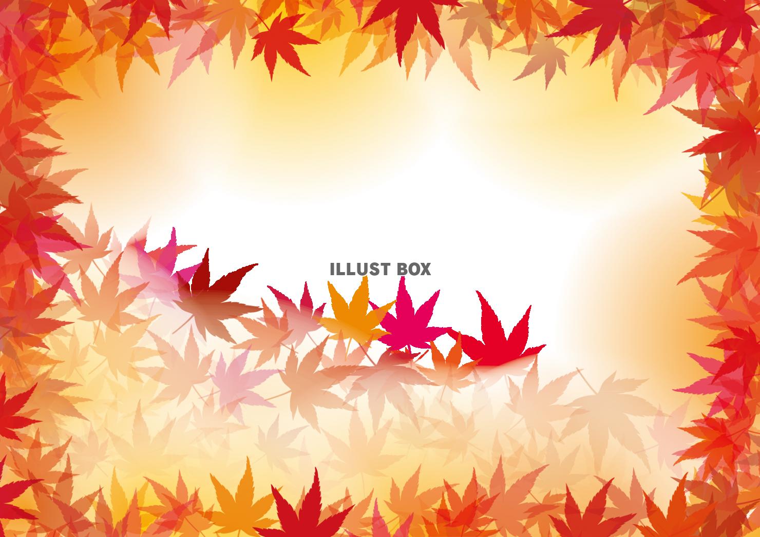 無料イラスト 紅葉おしゃれフレーム枠もみじ背景水彩秋楓見出し和和風和柄手書