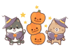 ハロウィン黒柴イヌネコとカボチャタワー