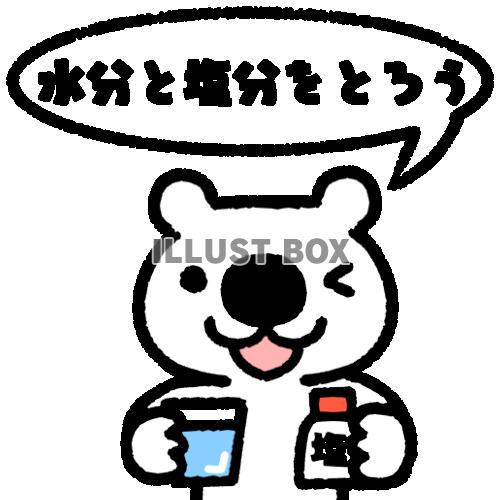 水分と塩分をとることをうながすクマ　透過png