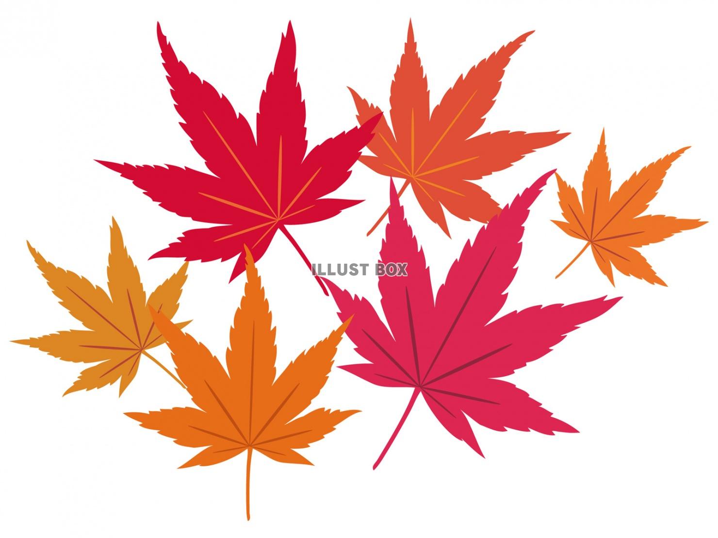 無料イラスト 紅葉もみじ飾りアイコン葉シルエットシンプル装飾秋10月モミジ