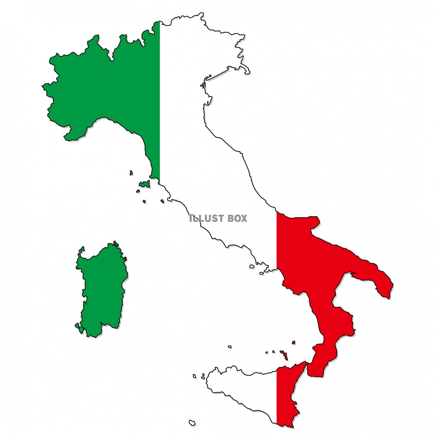 イタリアの地図（国旗風）