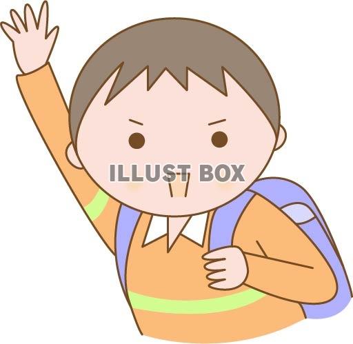 無料イラスト 手を振る小学生の男の子