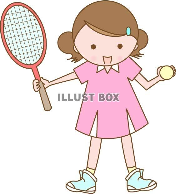 無料イラスト テニスをする女の子