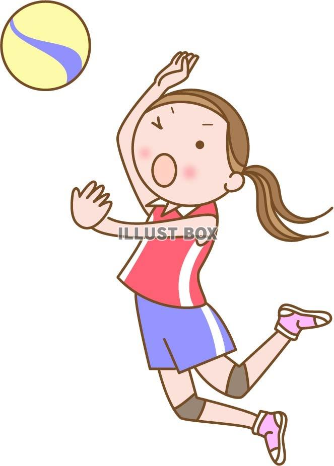 無料イラスト バレーボールをする女性