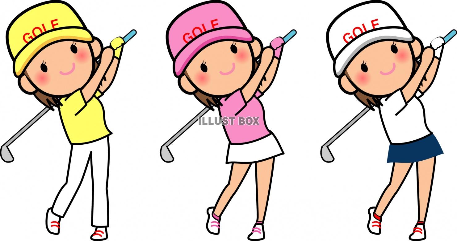 無料イラスト ゴルフをする女性