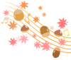 紅葉とどんぐりと音符　透過png