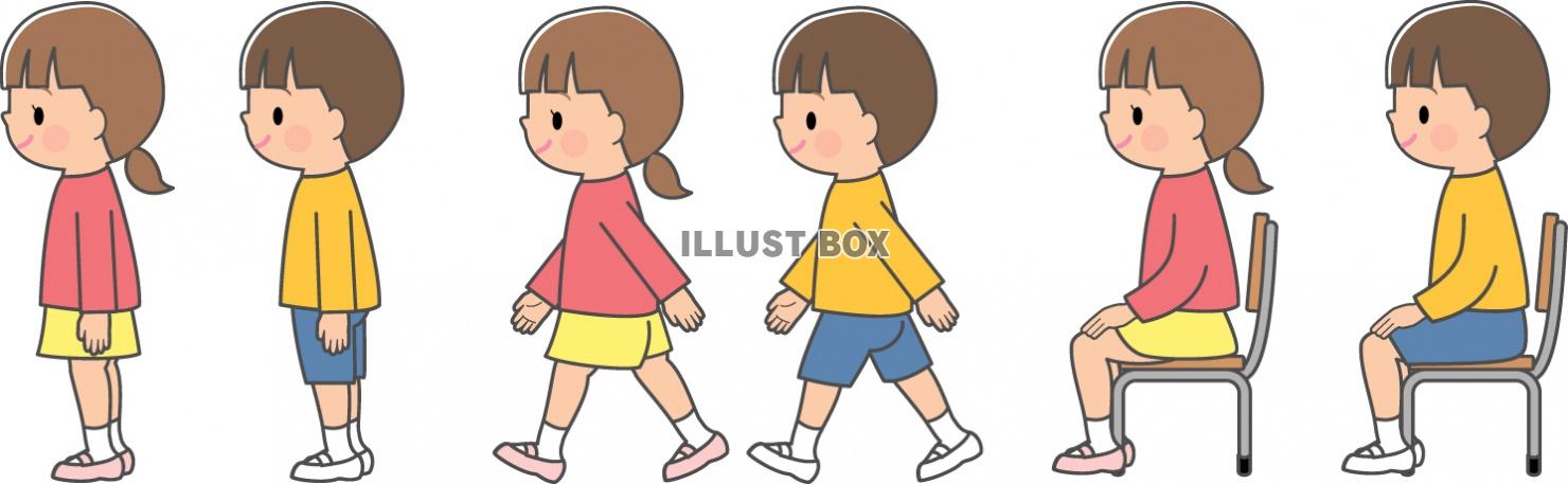 無料イラスト 良い姿勢 正しい姿勢の子供