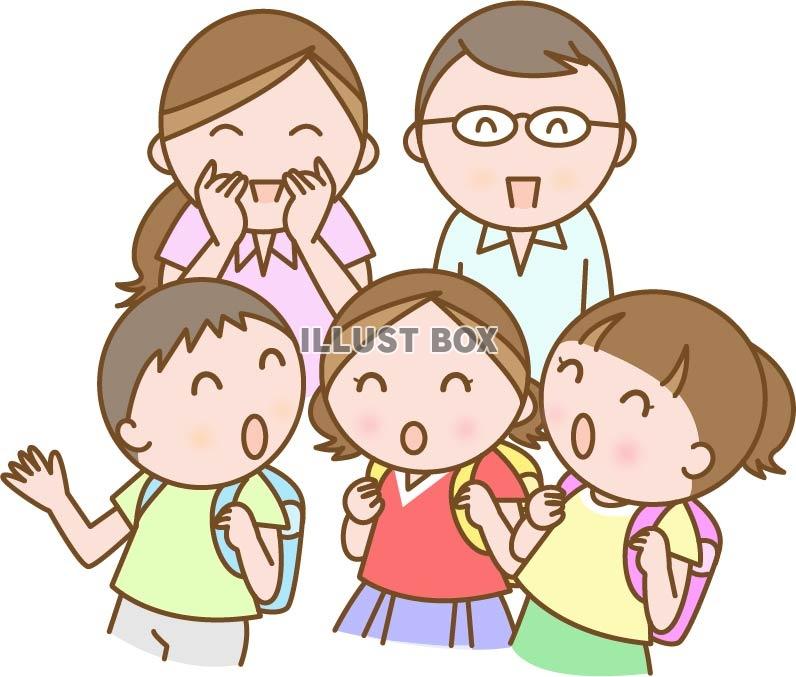 無料イラスト 小学校の挨拶運動