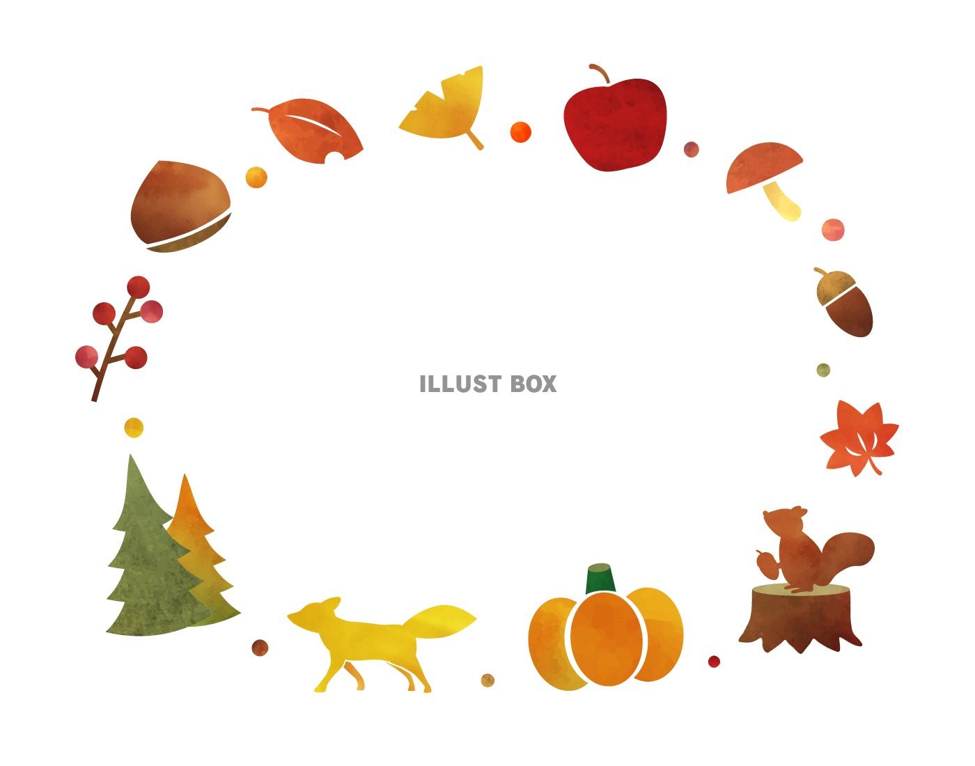 秋のイラストフレーム素材が無料 イラストボックス