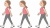 良い姿勢で歩く女性と悪い姿勢で歩く女性