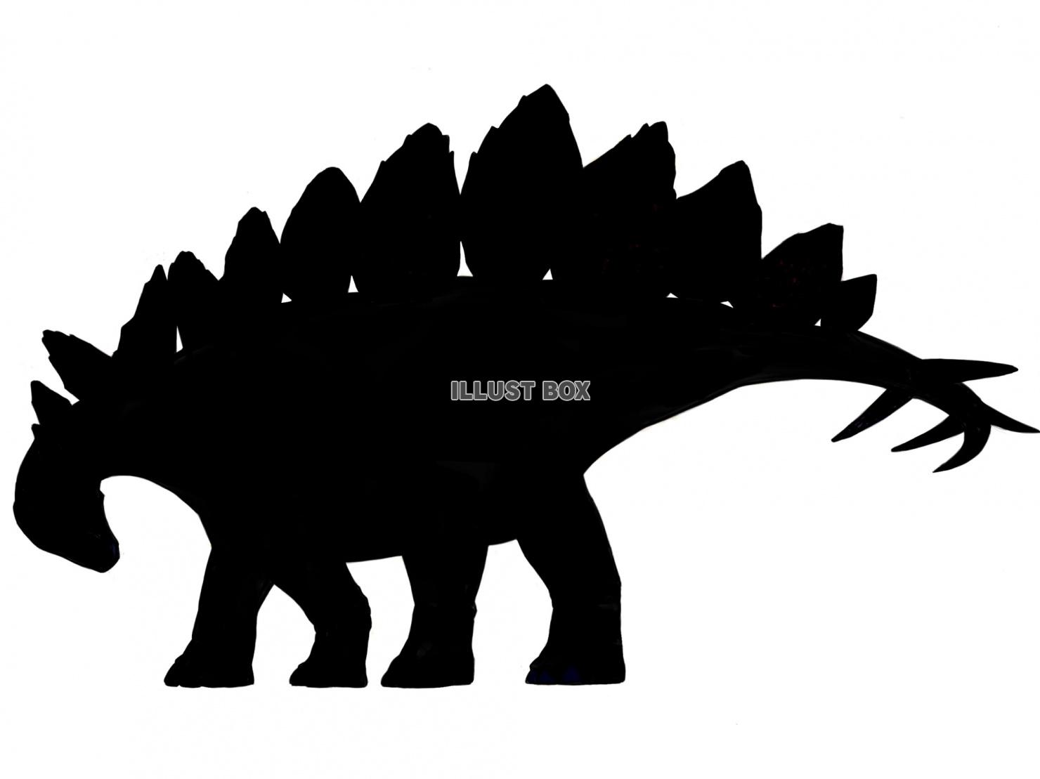 無料イラスト 恐竜 ステゴサウルス シンプル シルエット 影 モノクロ