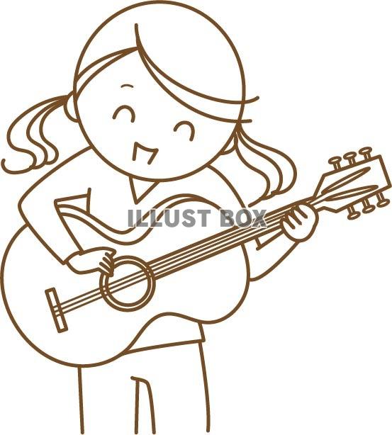 無料イラスト ギターを弾く女性