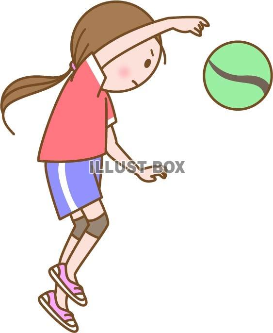 無料イラスト バレーボールをする女性