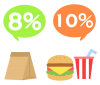 持ち帰り８％と外食10％のイラスト　透過png