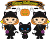 黒猫のハロウィンのイラスト