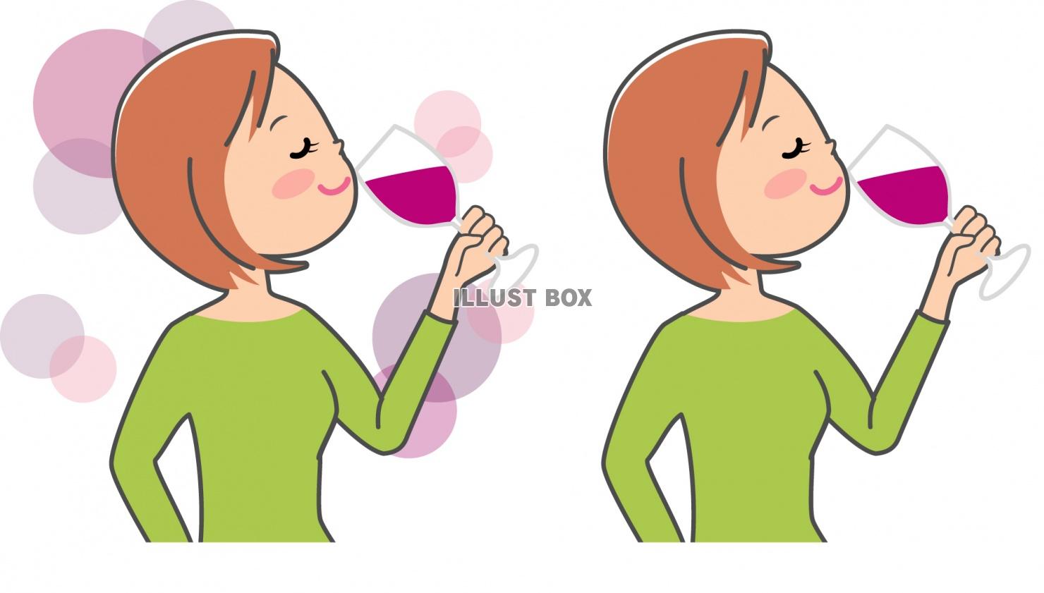 ワインを飲む女性 横顔