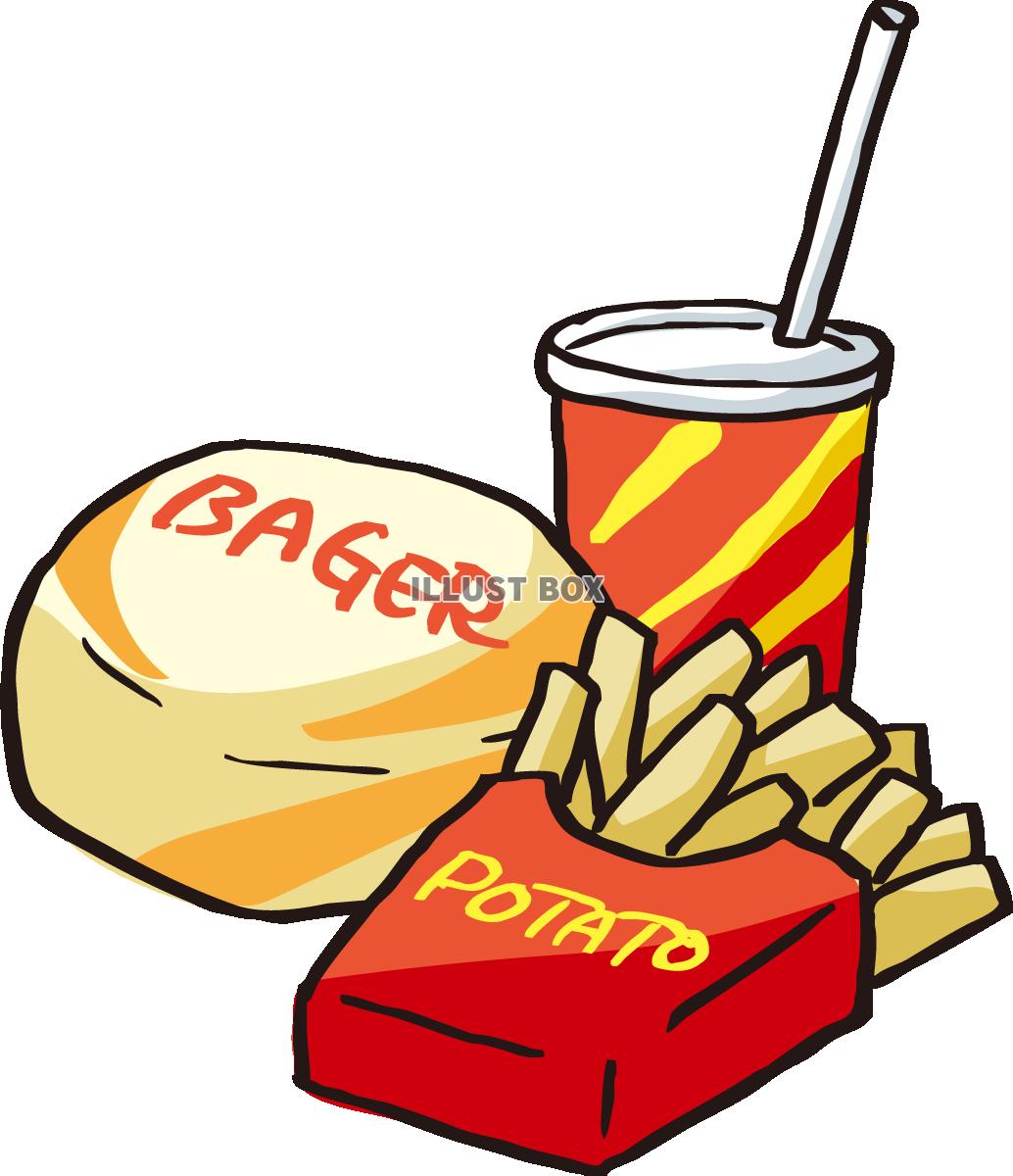 ハンバーガーセットのイラスト