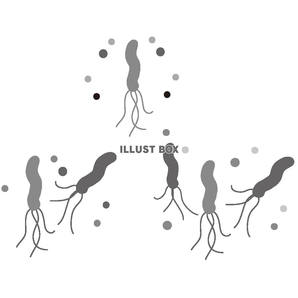 ヘリコバクターピロリ菌のアイコンセット2 ※モノクロ
