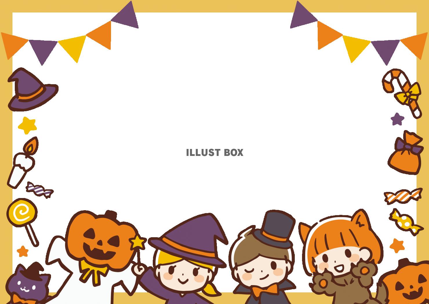 無料イラスト ハロウィン わいわいフレーム