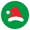 クリスマスのラベル風アイコン　サンタ帽