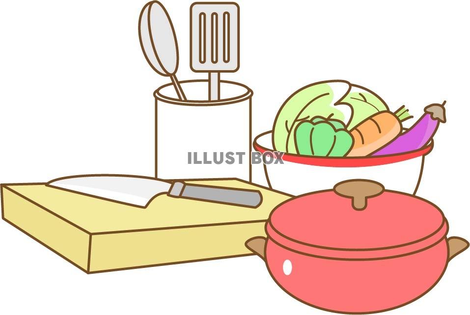 無料イラスト 野菜と料理道具