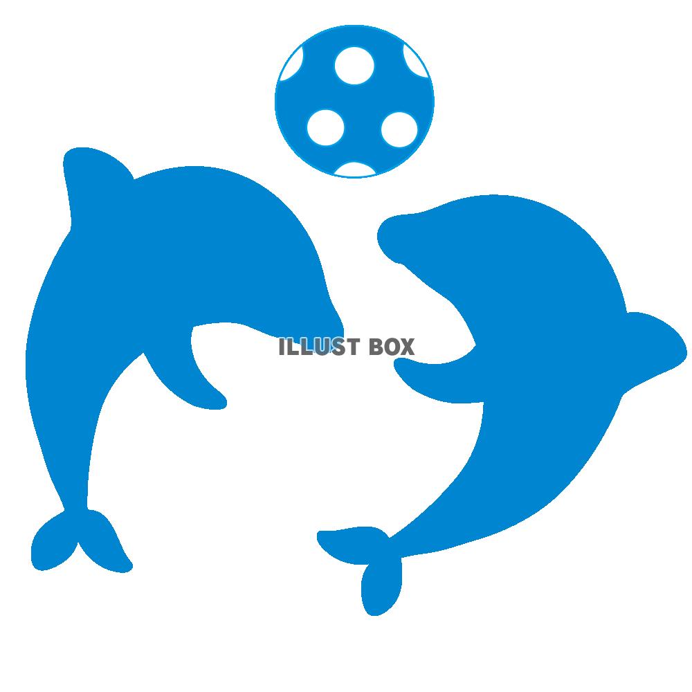 ボールで遊ぶイルカのイラスト