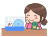 ハムスターの世話をする女の子、水色