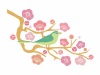 和風梅花と鳥鶯の動物イラスト【1月2月3月頃の植物】