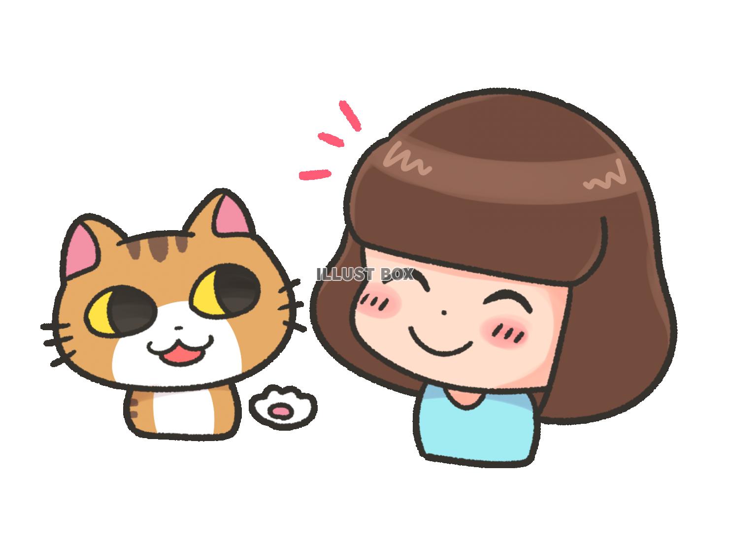 ペットの猫と女性