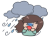 台風と女の子