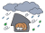 台風に怯える猫