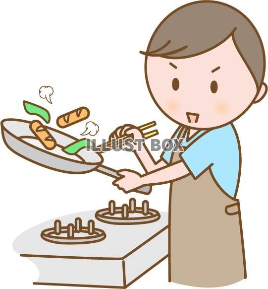 料理をする男性 イラスト無料