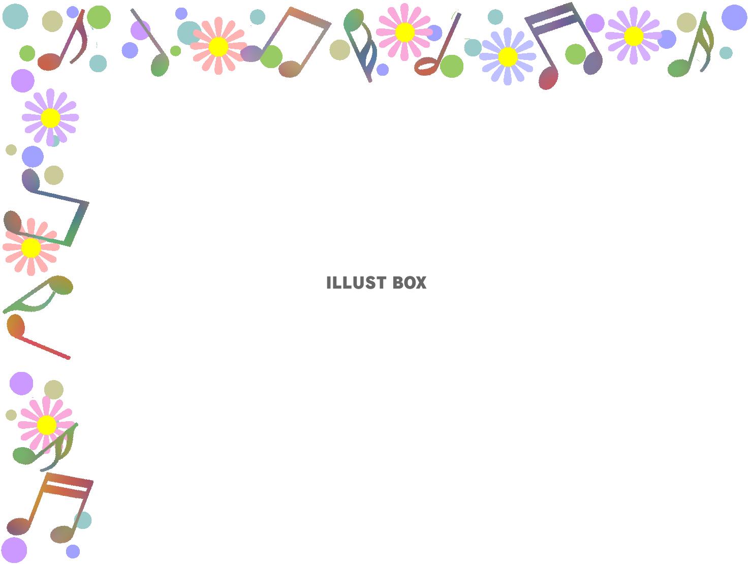 音符フレーム音楽飾り枠素材イラスト。透過PNG