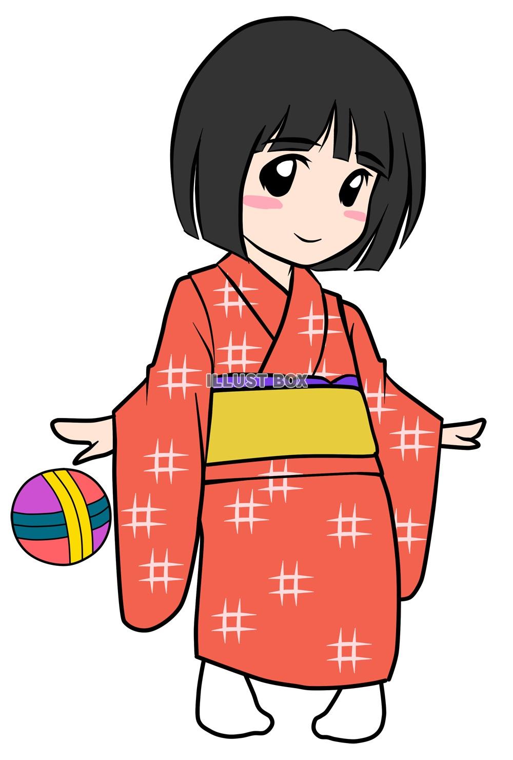 無料イラスト 座敷わらしちゃん 右向き