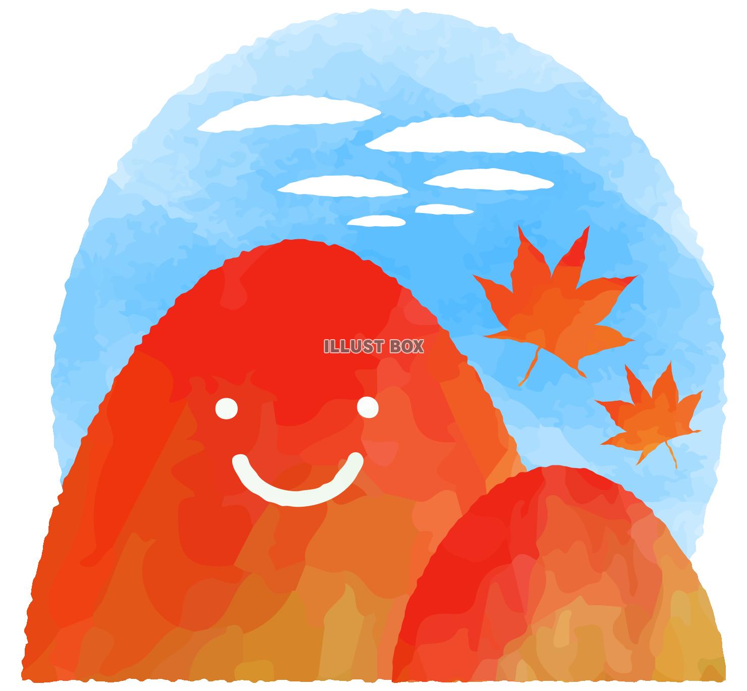 無料イラスト 笑顔の秋の山