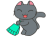 掃除するかわいい黒猫、ちりとり