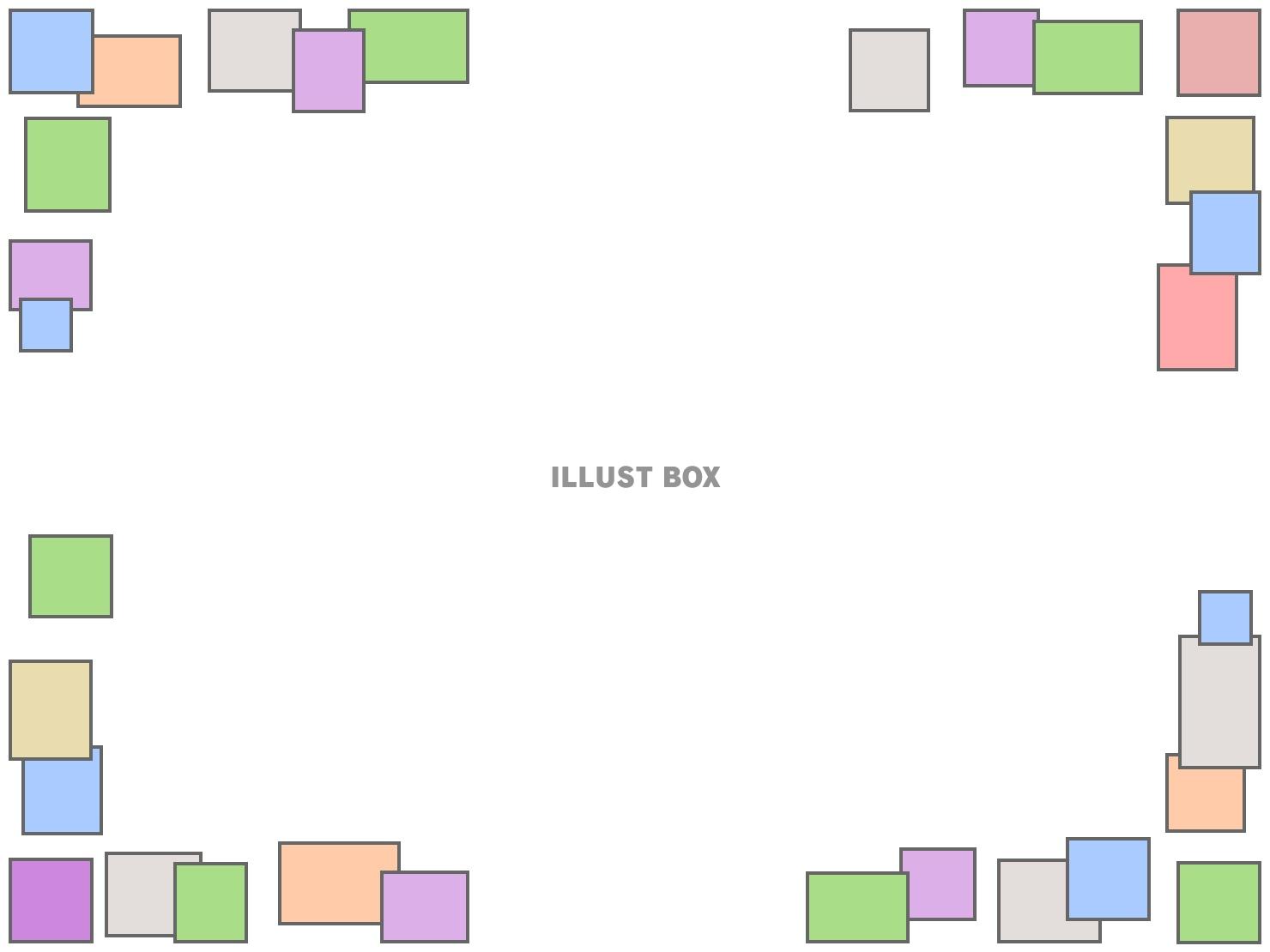 無料イラスト 四角柄フレームシンプル飾り枠素材イラスト ベクターあり
