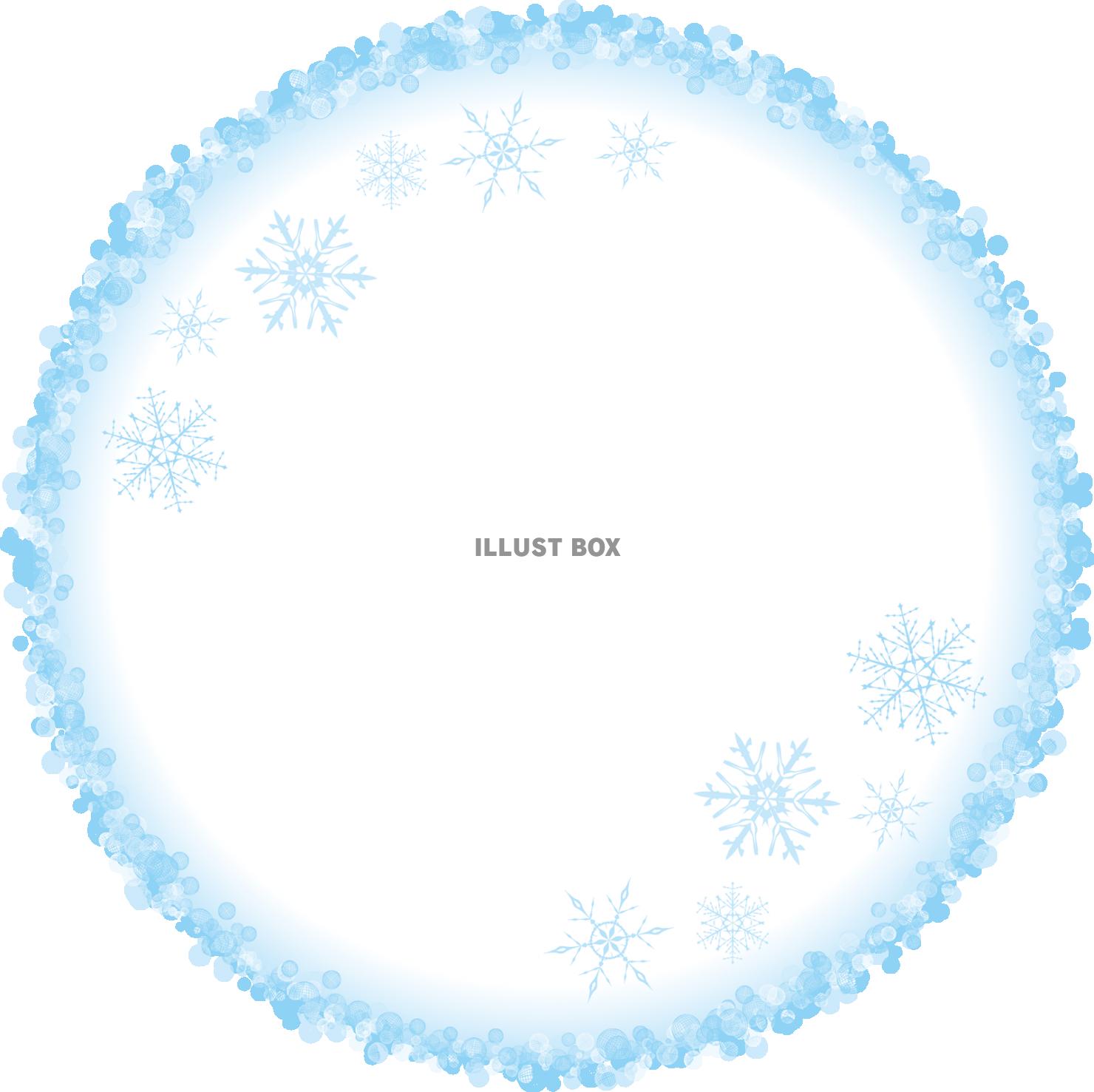 無料イラスト 雪の結晶シンプル丸型飾り枠冬イメージ円形 11月12月1月2