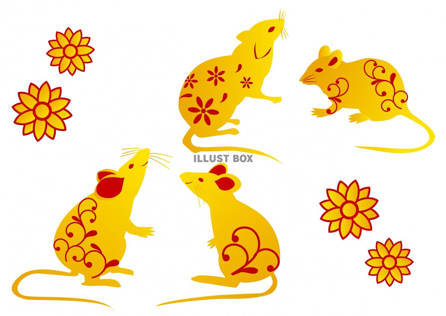 無料イラスト 春節の素材 年 鼠