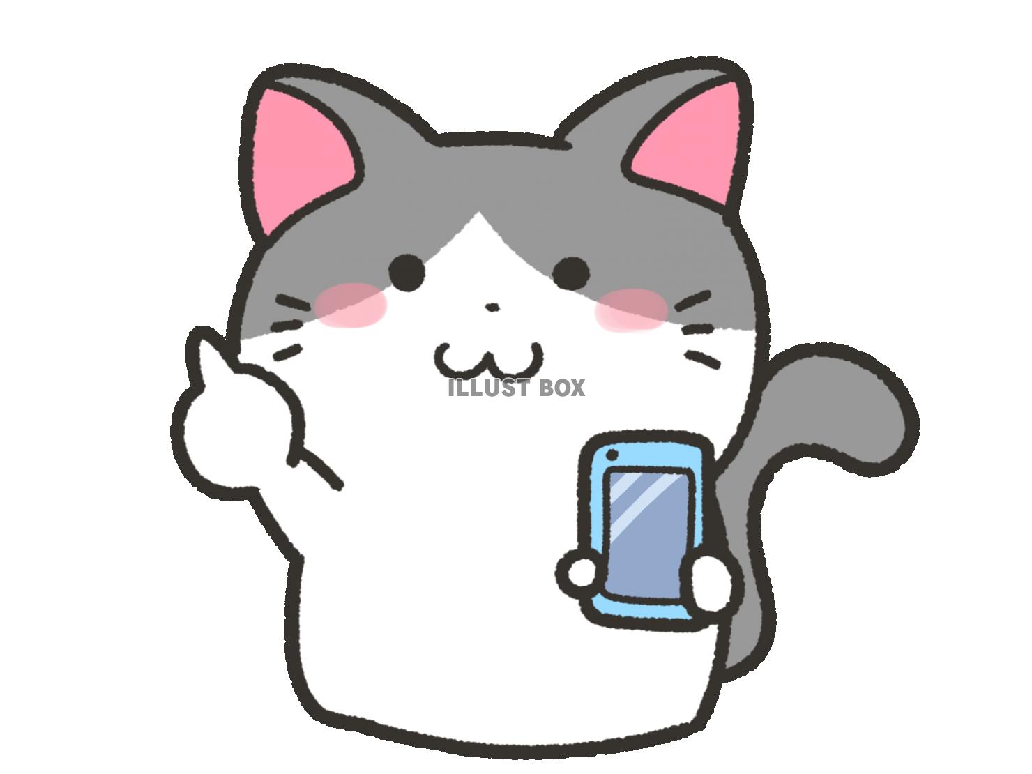 スマホを持つ猫