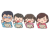 家族でそばを食べるイラスト
