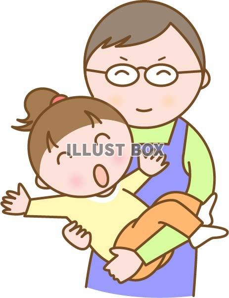 無料イラスト 子どもを抱っこするパパ