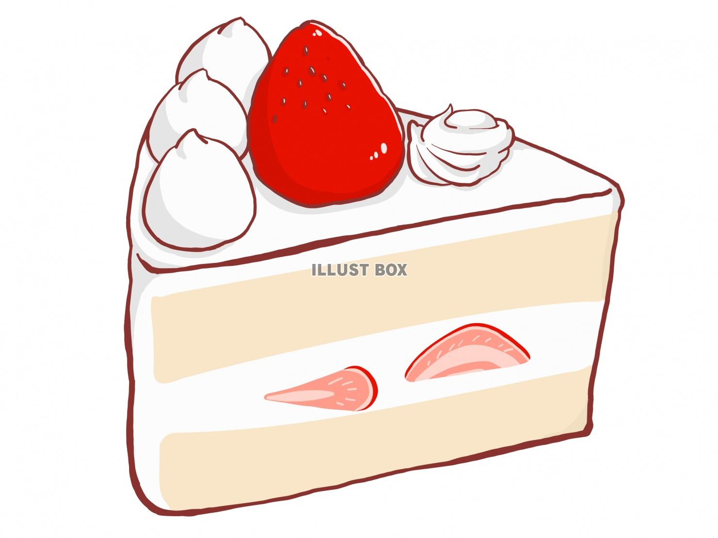 無料イラスト いちごのショートケーキ