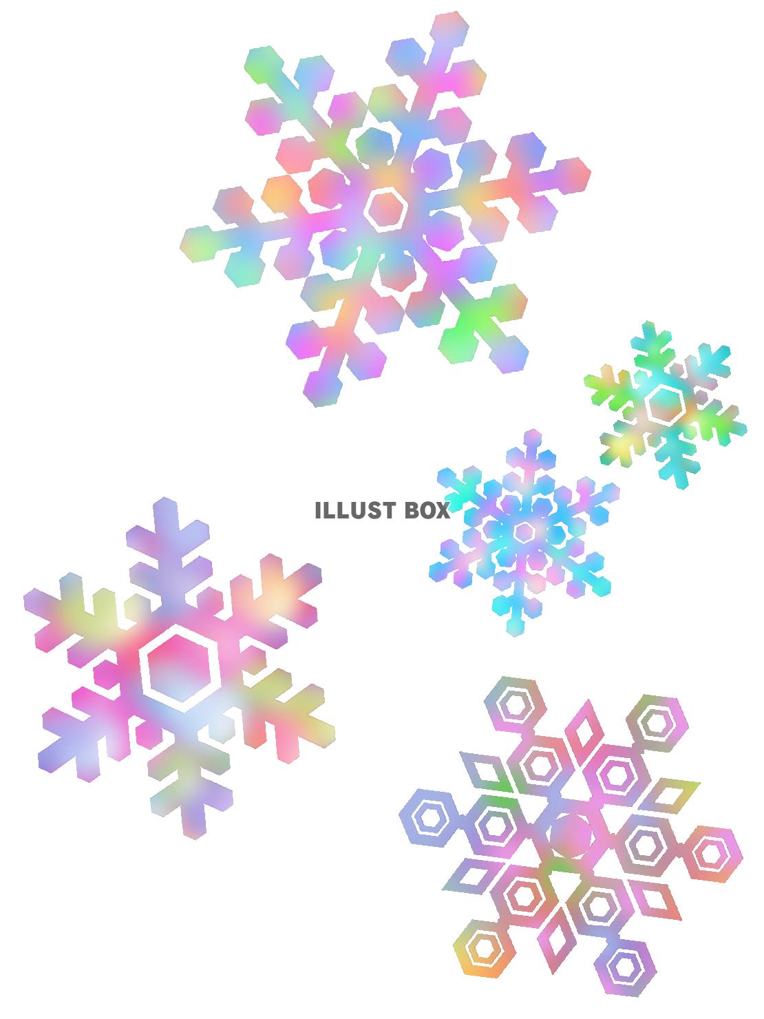 雪の結晶壁紙画像カラフル背景素材イラスト。透過PNG