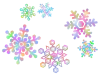 雪の結晶壁紙画像カラフル背景素材イラスト。透過PNG