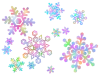 雪の結晶壁紙画像カラフル背景素材イラスト。透過PNG