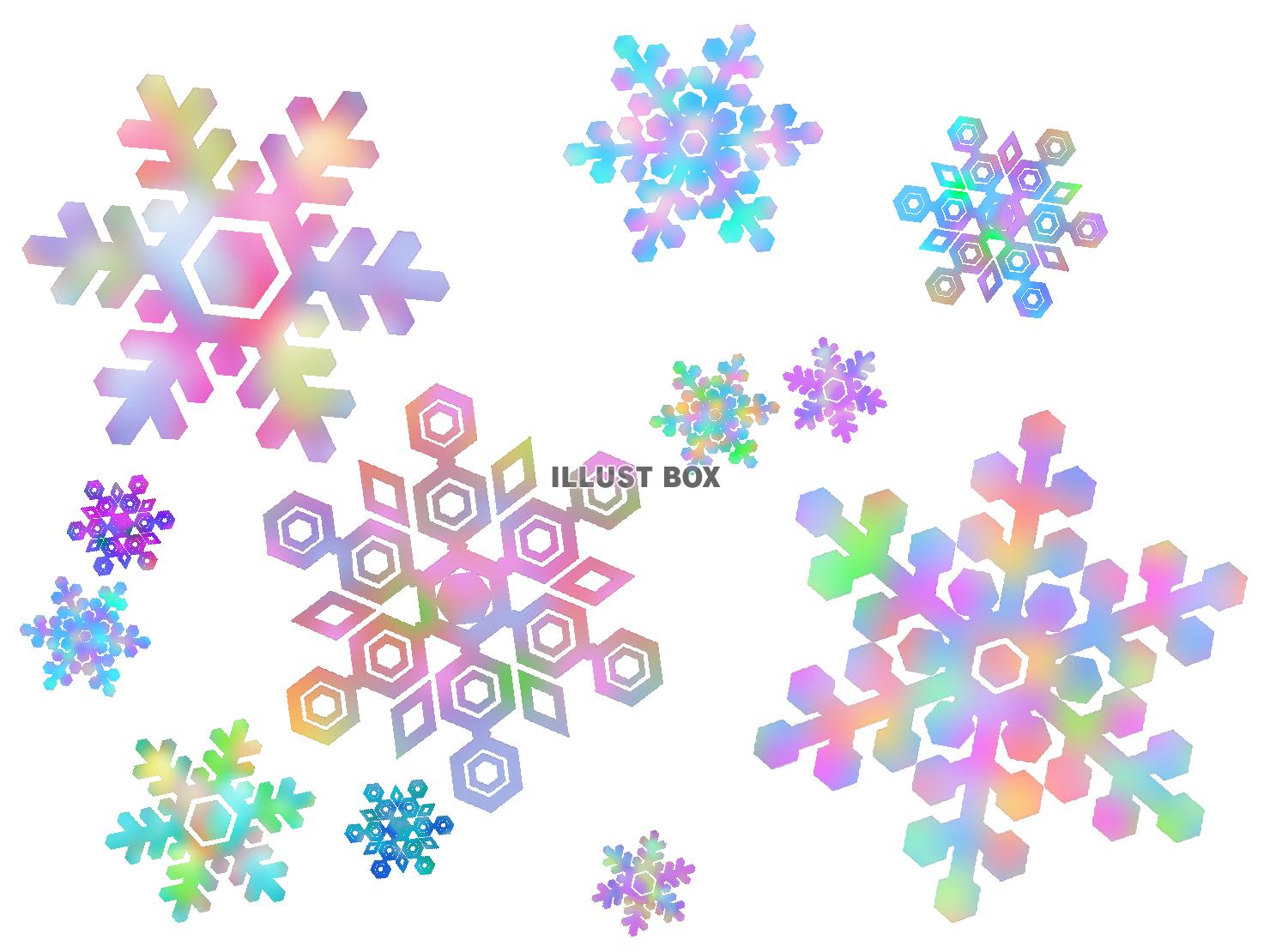 無料イラスト 雪の結晶壁紙画像カラフル背景素材イラスト 透過png